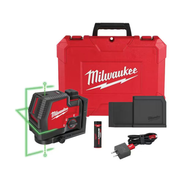 Nivel Láser verde  Milwaukee de puntos de plomada y línea transversal 3522-21